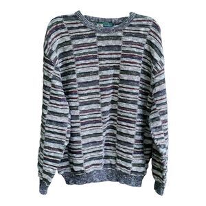 Vintage 90s Coogi Style Knit Sweater Textured Chunky Cosby Multicolor size L